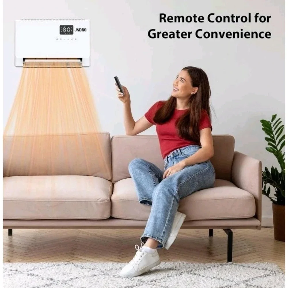Wall-Mounted Space Heater with ECO Thermostat and Remote Control LED Display